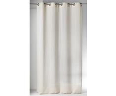 Homemaison 806417 Voilage Motif Rayure Etamine/Polyester Lin 1 x 140 cm