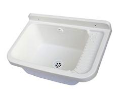 Adventa, Vasque Murale en rÃ©sine pour extÃ©rieur, 50 x 35 x 24 h, Blanc