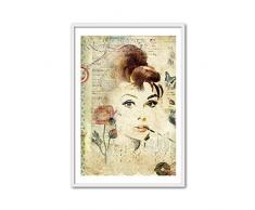 CUADRIMAN Design Tableau Audrey Hepburn, Bois, Marron et Ocre, 92Â x 62Â cm