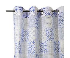 HomeMaison Azulejos Voilage, Coton, Bleu, 280x140 cm