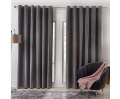 Sienna Capri Paire de Rideaux Ã Åillets en Velours avec Doublure en Velours trÃ¨s Doux Gris argentÃ©, 66 cm de Large x 72 cm de Haut, Imitation Daim Mat