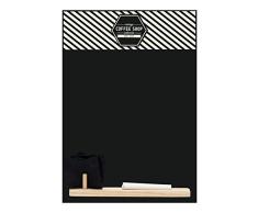 Tableaux Noirs UK Vintage Coffee Shop Petit Memo Tableau Noir/Tableau Noir/Tableau de Cuisine avec Plateau, piÃ¨ce dCraie et Feutre Gomme Motif Cabine. Gamme, Bois, Noir, 29.7Â x 20.7Â x 1Â cm