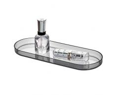 iDesign 29073EU bac Plat en Plastique pour cosmétiques, Bijoux ou Crayons, Rangement pour clés Ovale pour lentrée, Le Bureau, etc, Noir, 22, 5 cm x 8, 1 cm x 1, 6 cm