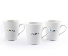 Home cc300 Lot de 6 tasses en porcelaine