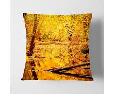 Big Box ArtForêt en Automne avec Un étang Paysage Blanc Soutenu Coussin Throw Taie doreiller, Multicolore, 17 x 43,2 cm