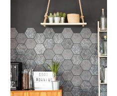 Stickers adhÃ©sifs carrelages Hexagones | Sticker Autocollant Carreaux de Ciment - MosaÃ¯que carrelage mural salle de Bain et Cuisine | Carreaux de Ciment AdhÃ©sif Mural - Azulejos 15x13, 5cm - 28 PiÃ¨ces