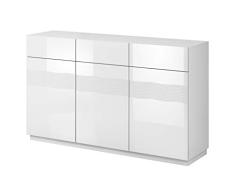 ESF AB-08 commode 3 portes MDF (Panneau de Fibres de Bois Ã densitÃ© Moyenne), recouverts dun Papier dÃ©cor imprÃ©gnÃ© de rÃ©sine mÃ©lamine, Finition Blanc Mat, Taille unique