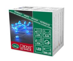 Konstsmide 3155-403 Guirlande dEclairage de DÃ©co Caillou MÃ©tallique sur Pile 20 LEDs Bleu/Blanc CÃ¢ble Transparent