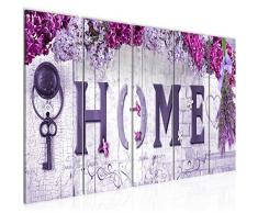 Tableau decoration murale Fleurs maison 150 x 60 cm - XXL Impression sur Toile Salon Appartment 5 Parties - prêt à accrocher - 503656b