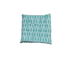 HomeMaison Galette de Chaise ImprimÃ©e Bicolore, Coton, Turquoise, 38x38 cm