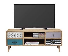 Meuble TV, Bois Naturel Kare, 38Â cm x 118Â cm x 47Â cm