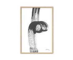CUADRIMAN Abstrait Tableau Encre III, Bois, Blanc et Noir, 92Â x 62Â cm