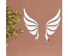 Mondial-Fete - 2 Ailes dange Acrylique Miroir Argent 3D adhÃ©sif (35 x 35 cm)