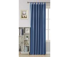 Deconovo Rideau Occultant de Porte Ã Pattes Salon RÃ©duction du Bruit FenÃªtre Balcon Chambre Anti Chaleur Froid Thermique IntÃ©rieur 1 Pcs, Tissu, Bleu, 140x175cm