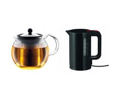 Bodum 1801-16 Assam ThÃ©iÃ¨re Ã Piston Filtre inox Finition Inox Brillant 1 L + Bouilloire Ã©lectrique 1,0 L noire