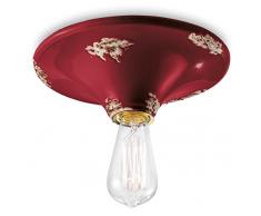 ferroluce rétro Plafonnier Base circulaire E27, bordeaux