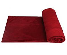 Plaid SUPERSOFT - Toucher velours - 100 % POLYESTER - OURSON - Rouge O12 - 130 x 170