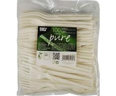 Papstar 82189 Lot de 100 fourchettes en Plastique C-PLA Blanc Naturel 16,3Â cm