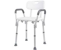 Bakaji Tabouret de Douche avec Dossier et accoudoirs Amovibles, HDPE + Plastique + Aluminium, Multicolore, Moyen
