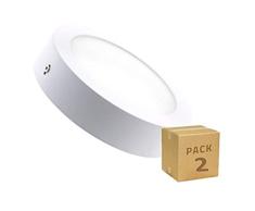 Led Atomant Plafonnier LED rond 12 W, surface blanc froid 6 500 K, 170 mm de diamètre, lot de 2