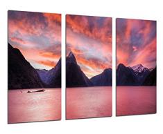 Tableau Moderne Photographique, Impression sur bois, Paysage Lac Montagnes, 97 x 62 cm, ref. 26256