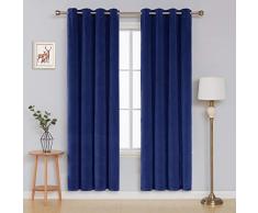 Deconovo Rideaux Velour Thermique Anti Chaleur Froid Chambre Epais Ã Oeillet Salle IntÃ©rieur pour Salon FenÃªtre 2 Pcs, Bleu Marine, 117x229cm