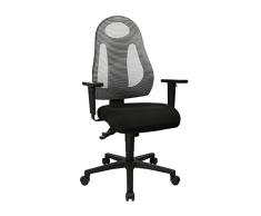 Topstar Free Art Chaise de Bureau pivotante en Tissu avec accoudoirs rÃ©glables en Hauteur 61 x 65 x 127 cm, PolypropylÃ¨ne, Polyester, Noir/Gris Clair, 61 x 65 x 127 cm