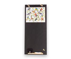 Tableaux noirs britannique Oiseaux Emma Ball Haut mince Tableau noir/tableau noir/tableau Memo de cuisine avec corde, plateau et craie. Les cabines Design Range, bois, noir, 60Â x 26.5Â x 1Â cm