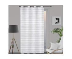 Soleil docre Louis Voilage, Polyester, Blanc, 140 x 250 cm