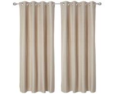Deconovo Rideau Occultant Chambre Adulte Couche de Mousse Cuisine Ã Oeillets Restaurant Isolant Thermique 2 Pcs, Polyester, Beige, 140x175cm