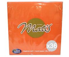 Matis Set de 36 Serviettes 38 x 38 Orange 40 piÃ¨ces 2 Plis colorÃ©s Cuisine et Table