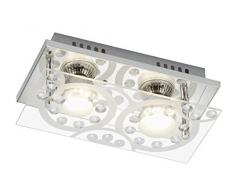 Briloner Leuchten 3585-028 plafonnier, Spots, Lampe Salon denfant ou Chambre a Coucher, Applique LED,carrÃ©, MÃ©tal, GU10, 3 W, Chrome, 24 x 12 x 9 cm