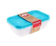 keeeper Lot de 3 boîtes de Conservation rectangulaire Fredo Fresh 2,4 l PP Bleu Frais (Transparent) Taille Unique 3