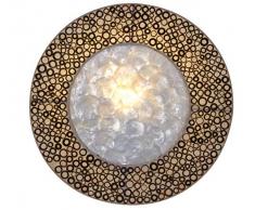 Naeve leuchten 110721 applique murale avec l-13 cm/l/tube - 6.5 cm/ton d-35 cm/a-12 cm bambou et coquillages blanc chaud/marron/naturel 1030314