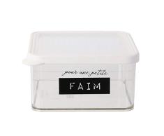 COOK CONCEPT KB5962 Boite de Conservation Ã Message ModÃ¨le AlÃ©atoire, Plastique-PS, Transparent-Blanc/Transparent-Noir, Dimensions : 14 x 13,5 x 7 cm