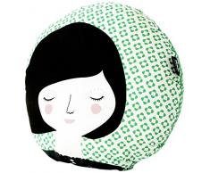 Paparajote Factory 181612 Coussin Motif Pepa Folk Coton/Polyester Jade Vert 40 x 40 x 14 cm