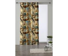 Martina Home Postale Rideau Oeillets, Tissu, Multicolore, 280Â x 140Â x 2Â cm