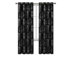 Deconovo Rideaux Occultants Ã Oeillet Isolation Thermique Anti Chaleur Motif Cercle Argente Salon FenÃªtre pour Chambre 2 Pcs, Noir, 117x229cm