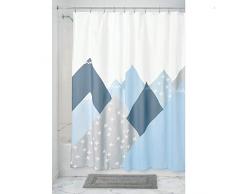 iDesign Novelty Poly Joli imprimÃ© gÃ©omÃ©trique, Rideau Polyester aux propriÃ©tÃ©s hydrophobes, Accessoire Salle de Bain pour Douche ou Baignoire, Bleu, 182,9 cm x 0,3 cm