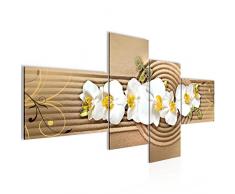 Tableau decoration murale Fleurs dorchidÃ©e 200 x 100 cm - XXL Impression sur Toile Salon Appartment 4 Parties - prÃªt Ã accrocher - 203441b