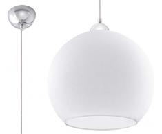 Sollux Lighting Suspension boule en verre Blanc chromé