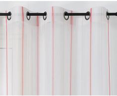 Linder Voilage Rayures ColorÃ©es, Polyester, Rose, 155x280 cm