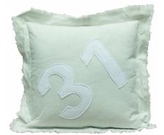 My Flair 23.18SF Coussin 50 x 50 x 14 cm Coussin rembourré 40% Coton 30% Lin 20% Viscose 10% Polyester avec Nombre 31 Blanc
