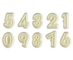 JEM Lot de 10 Emporte Pièces Nombres pour Pâte à Sucre et Décoration de Gâteau, Plastique, Blanc, 2 x 2 x 2 cm