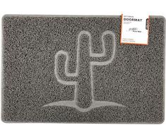 Paillasson en Forme de Cactus en Relief Lavable, Paillasson Spaghetti Lavable au Jet, Gris, Large (90x60cm)