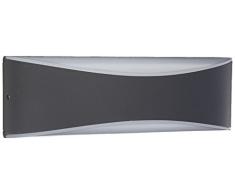 TRIO, Applique, Konda incl. 1 x LED,SMD,9,0 Watt,3000K,850 Lm. Plastique, Blanc, Corps: Fonte daluminium, Anthracite L:23,0cm, H:7,2cm, P:5,0cm IP65,Point lumineux en haut et en bas,Montage au mur