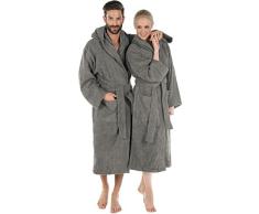 CelinaTex Montana Peignoir De Bain, Capuche, De Couleur Unie, Longue, Poches AppliquÃ©es, SurpiqÃºre, Femme, Homme, Unisexe, Pur Coton XL Gris foncÃ©