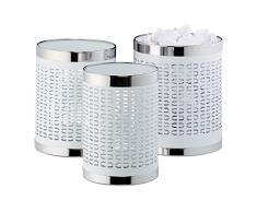 Relaxdays 10031451 Corbeille Papier Bureau, Lot de 3, Poubelle Chambre Ronde en 3 Tailles, métal, 5,4, 6,7 & 8 litres, Blanc, Acier, INOX, 1 élément