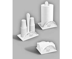 Lupia Set 3Â piÃ¨ces Porte Verres et Ronds de Serviette en Bois White Butterfly
