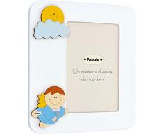 Fabula Cadre de Table laquÃ© avec Applications en Bois Naturel Â« Nice Angels Boy Â» pour Photo 10 x 15 cm Vertical, Multicolore, 10 x 15 cm